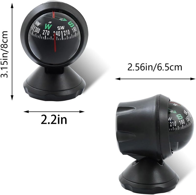 Couslcd Car Compass Ball, Dash Mount Adjustable Compass Ball with Bottom Stick, Navigation Hiking Direction Pointing Guide Ball for Marine Boat Truck Caravan Outdoor, Universal Car Accessories - Image 2